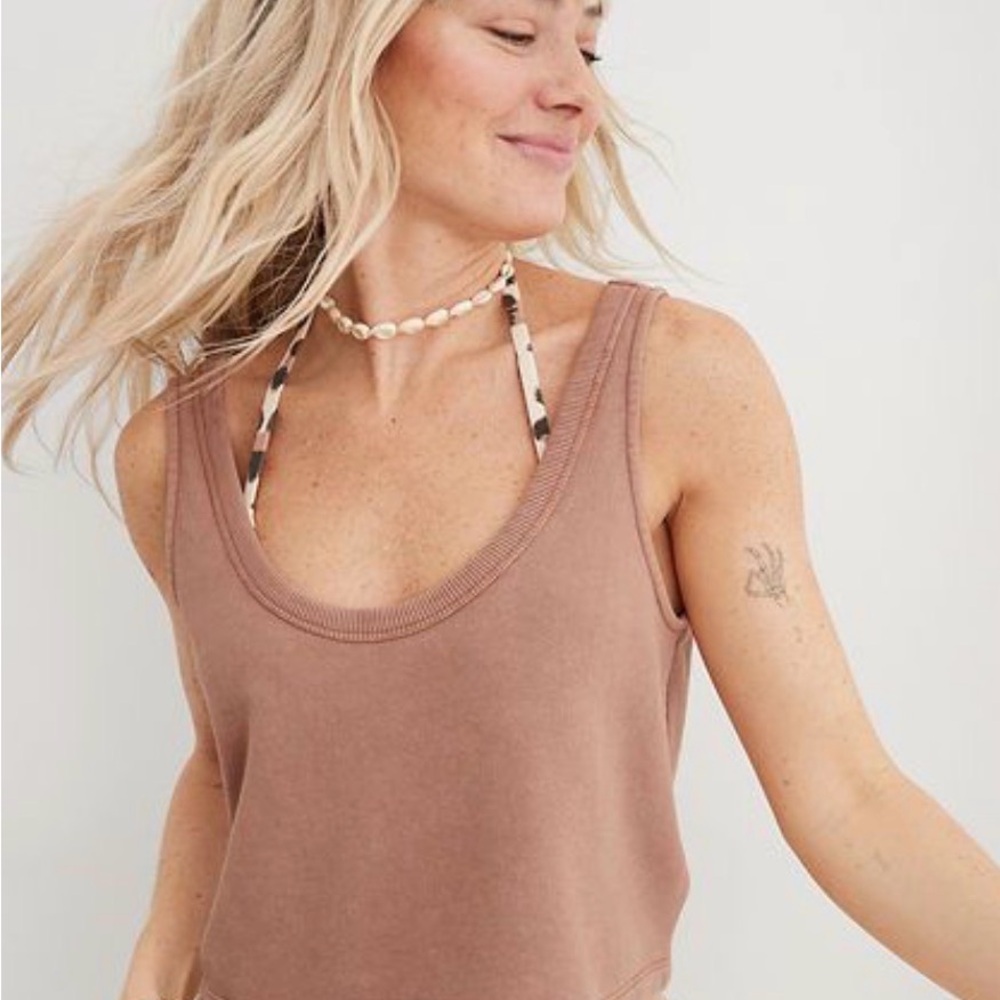 Women’s Aerie‎ Scoop Neck Tank Top in Taupe Size Small weekend Fleece